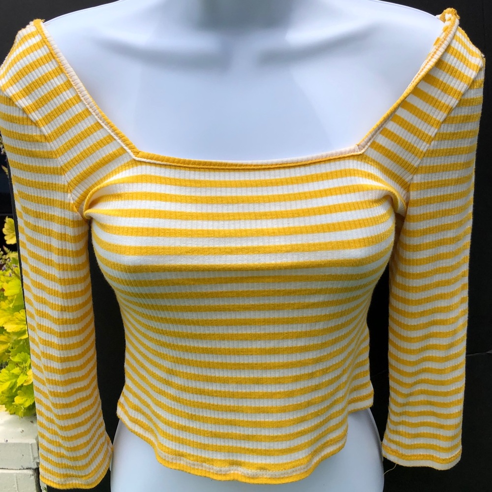 Good luck Gem Striped Long Sleeved crop top